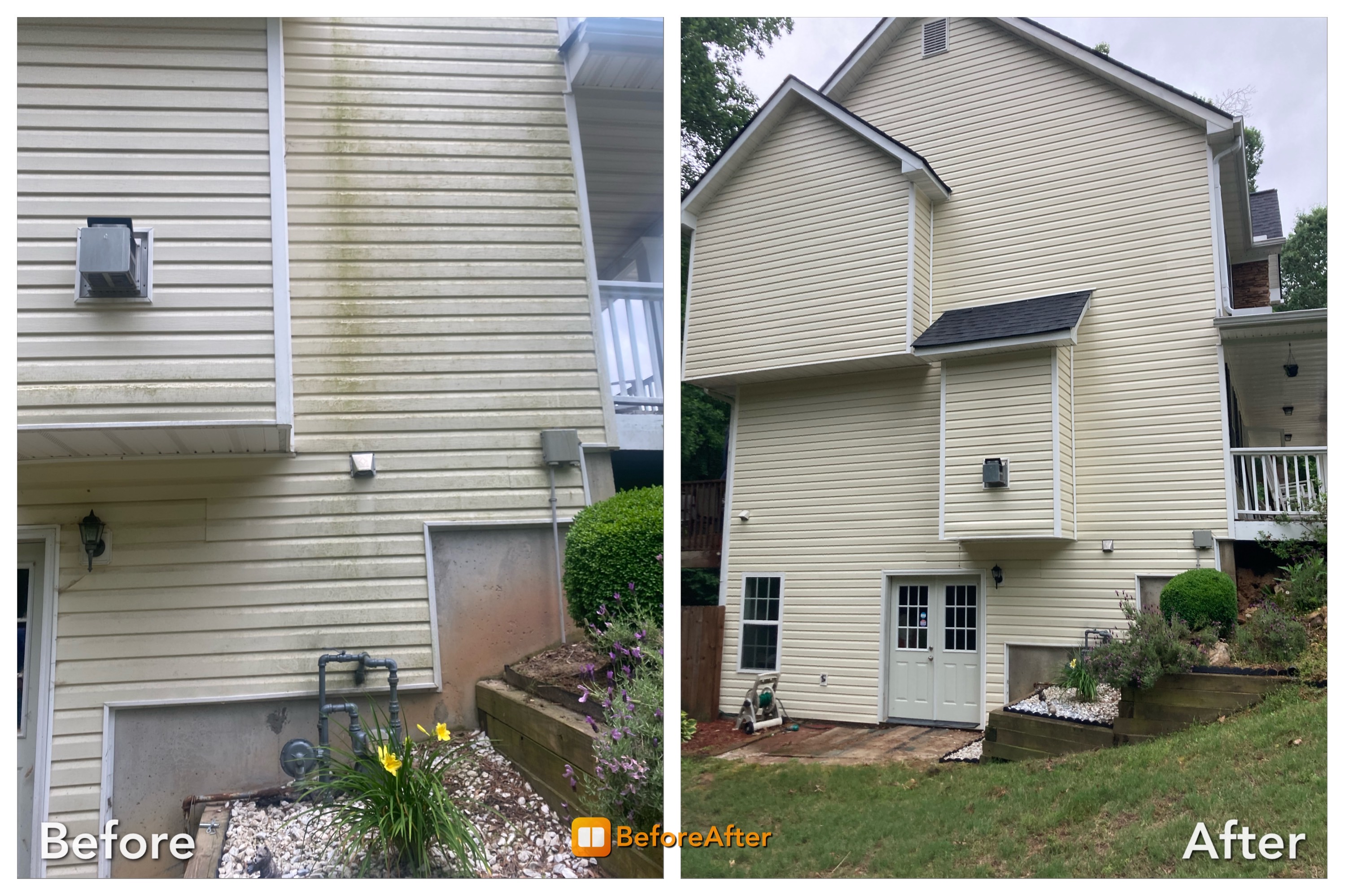 House soft wash before and after