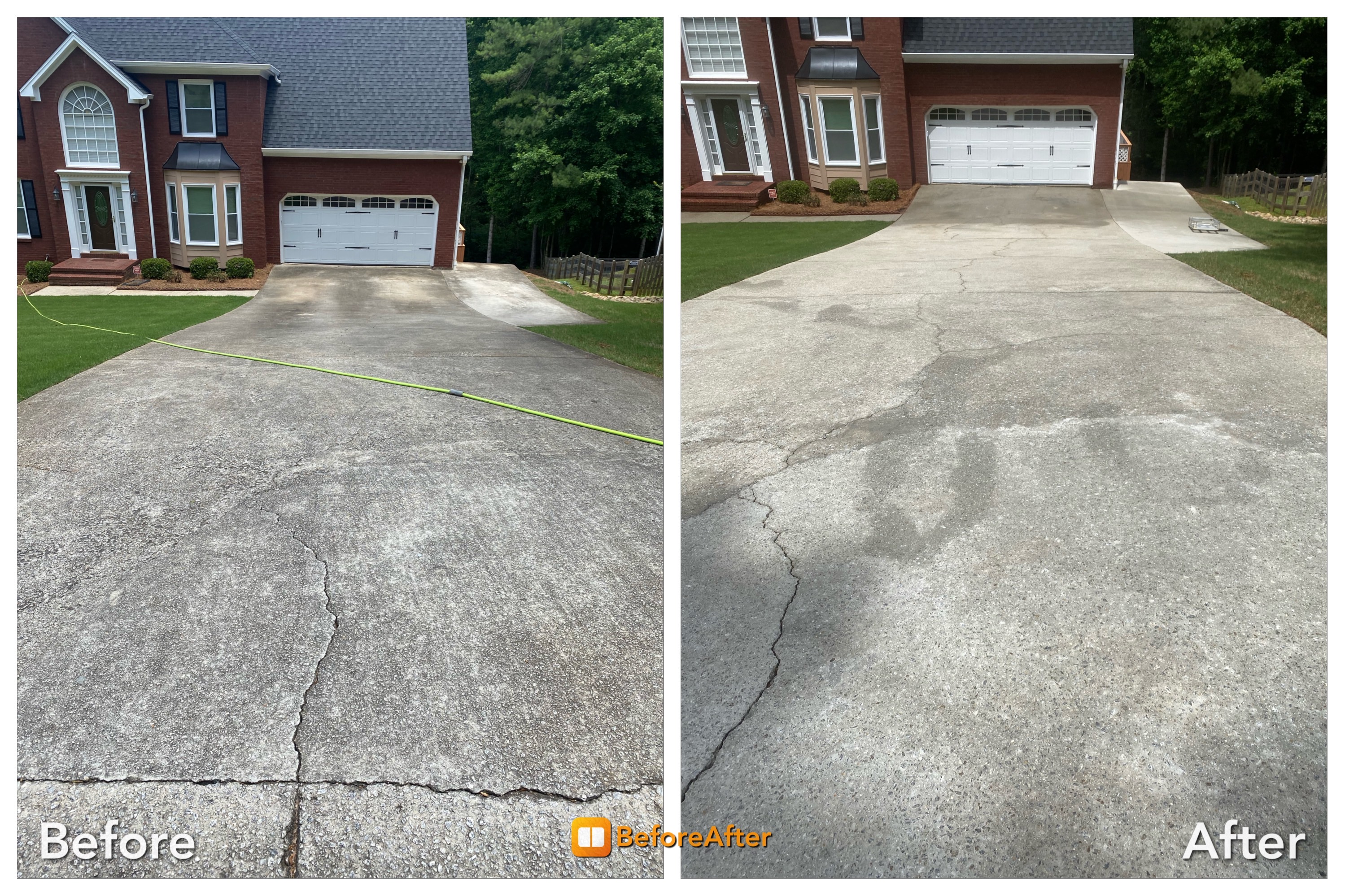 Concrete Driveway outside brick house