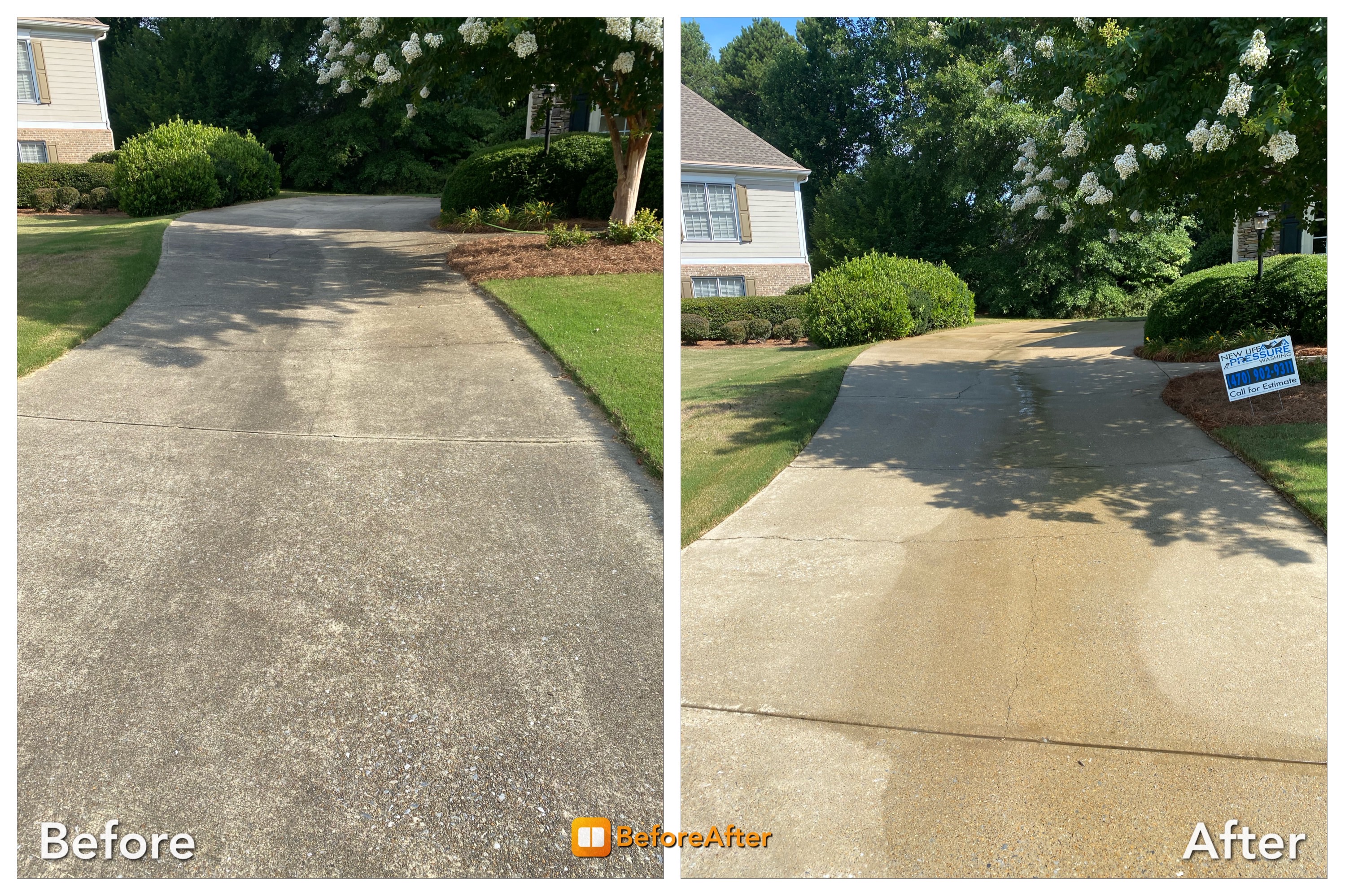 Concrete Driveway with sign