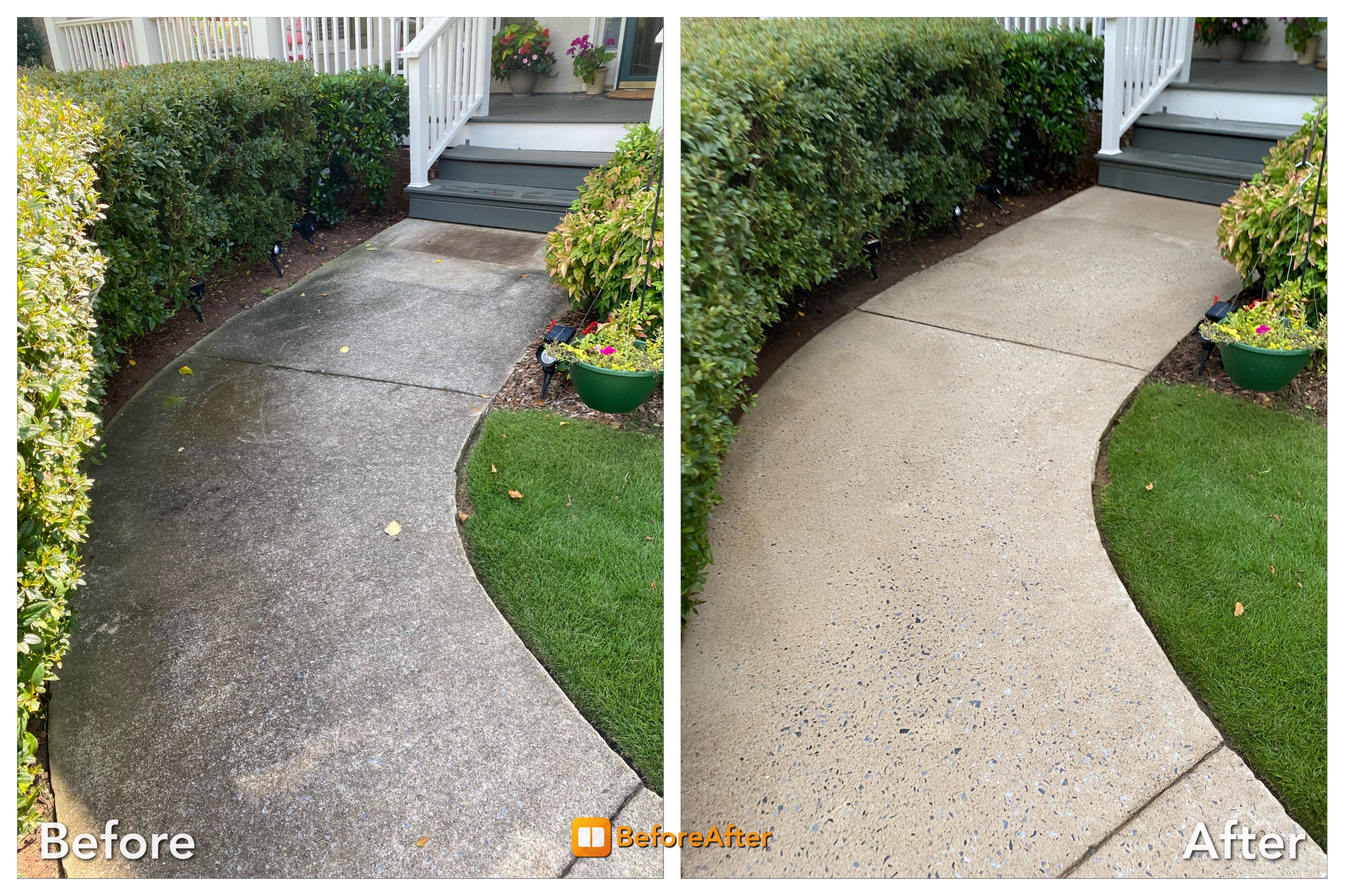 Concrete Sidewalk before and after pictures