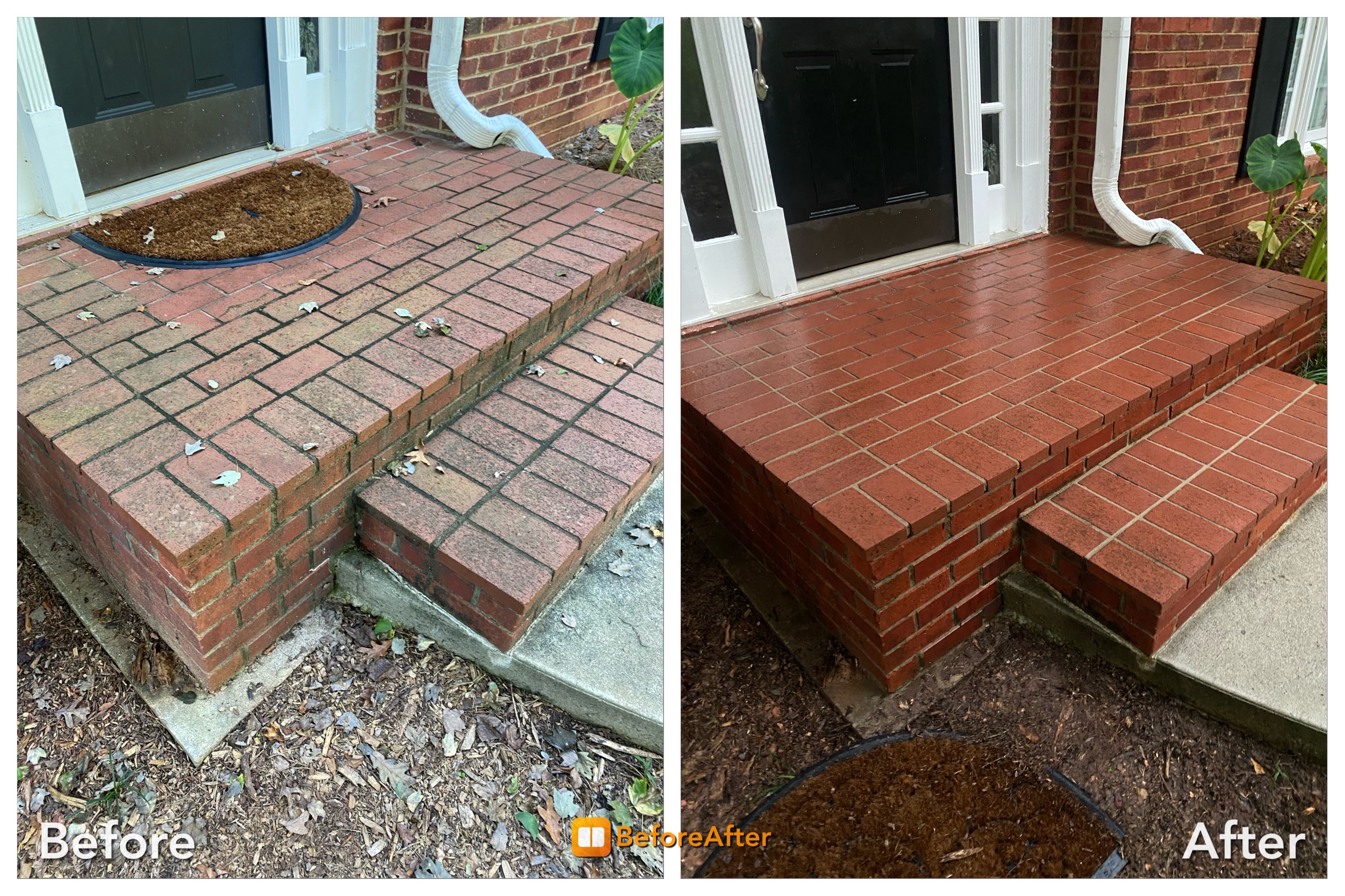 Before and after cleaned  Brick Steps