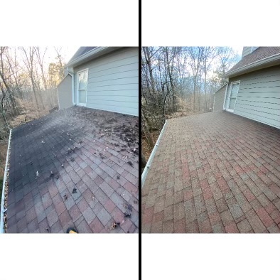 Roof soft wash before and after