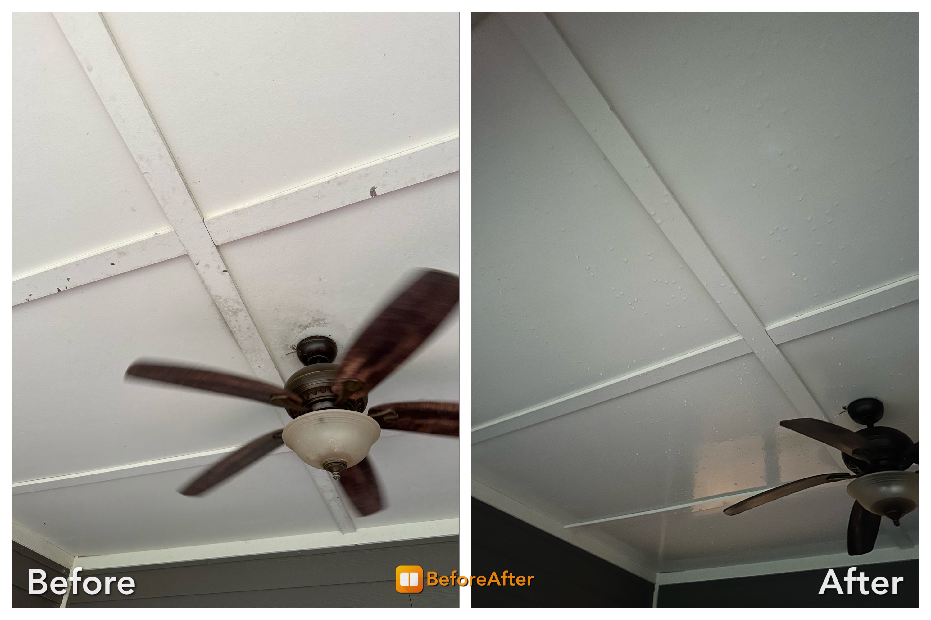 Enclosed Patio Ceiling soft wash before and after