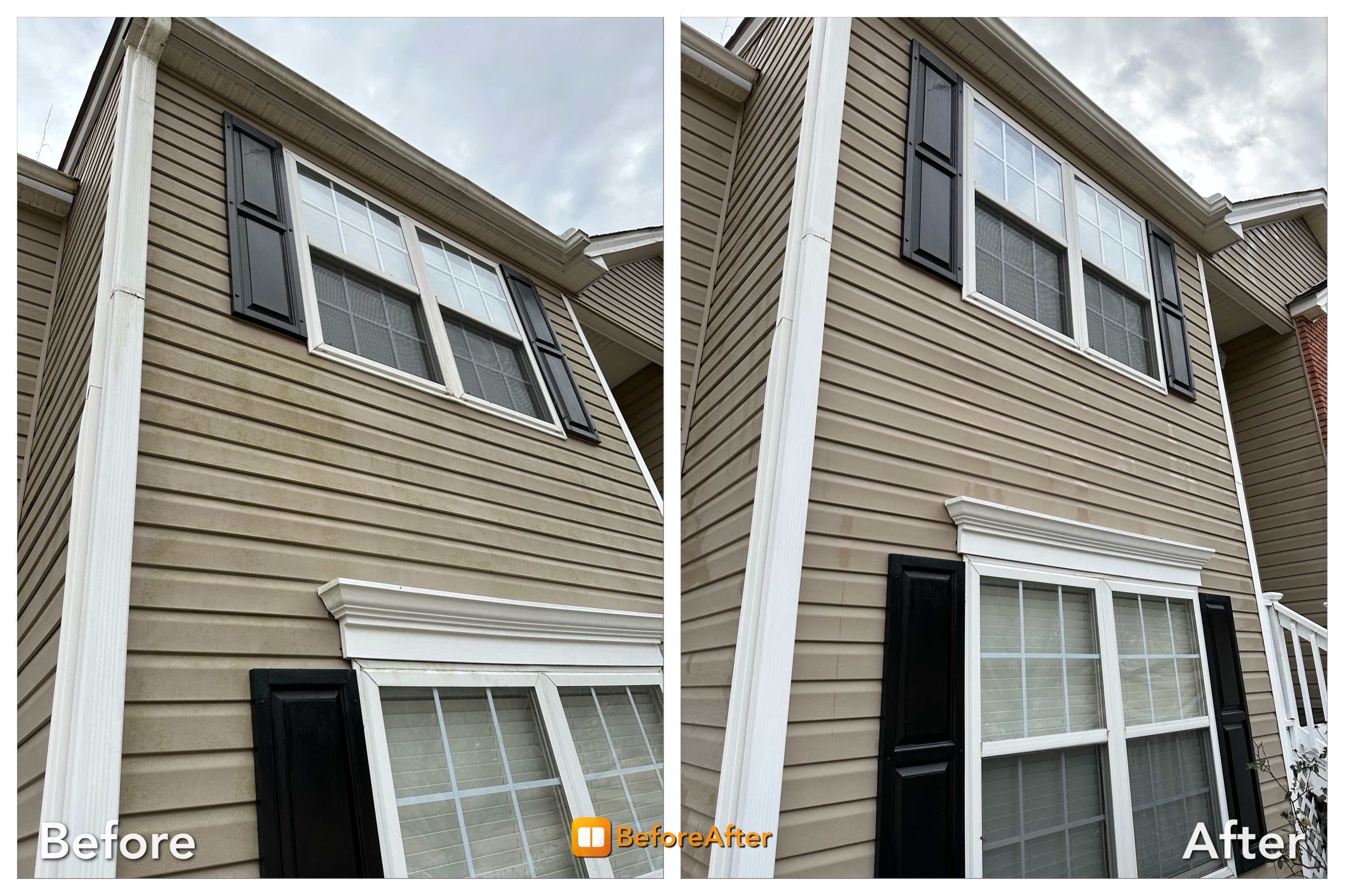 House soft wash before and after