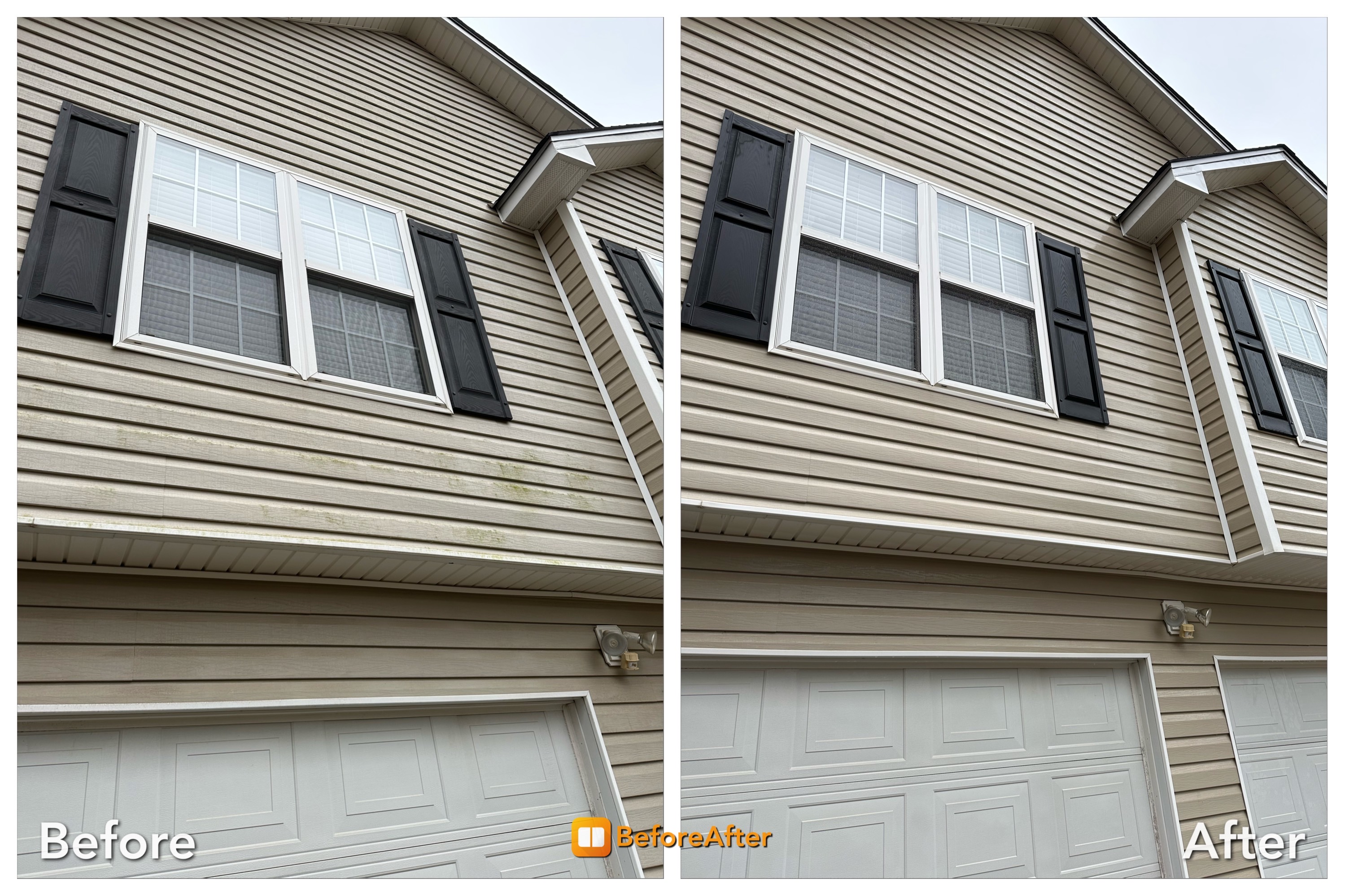 House soft wash before and after