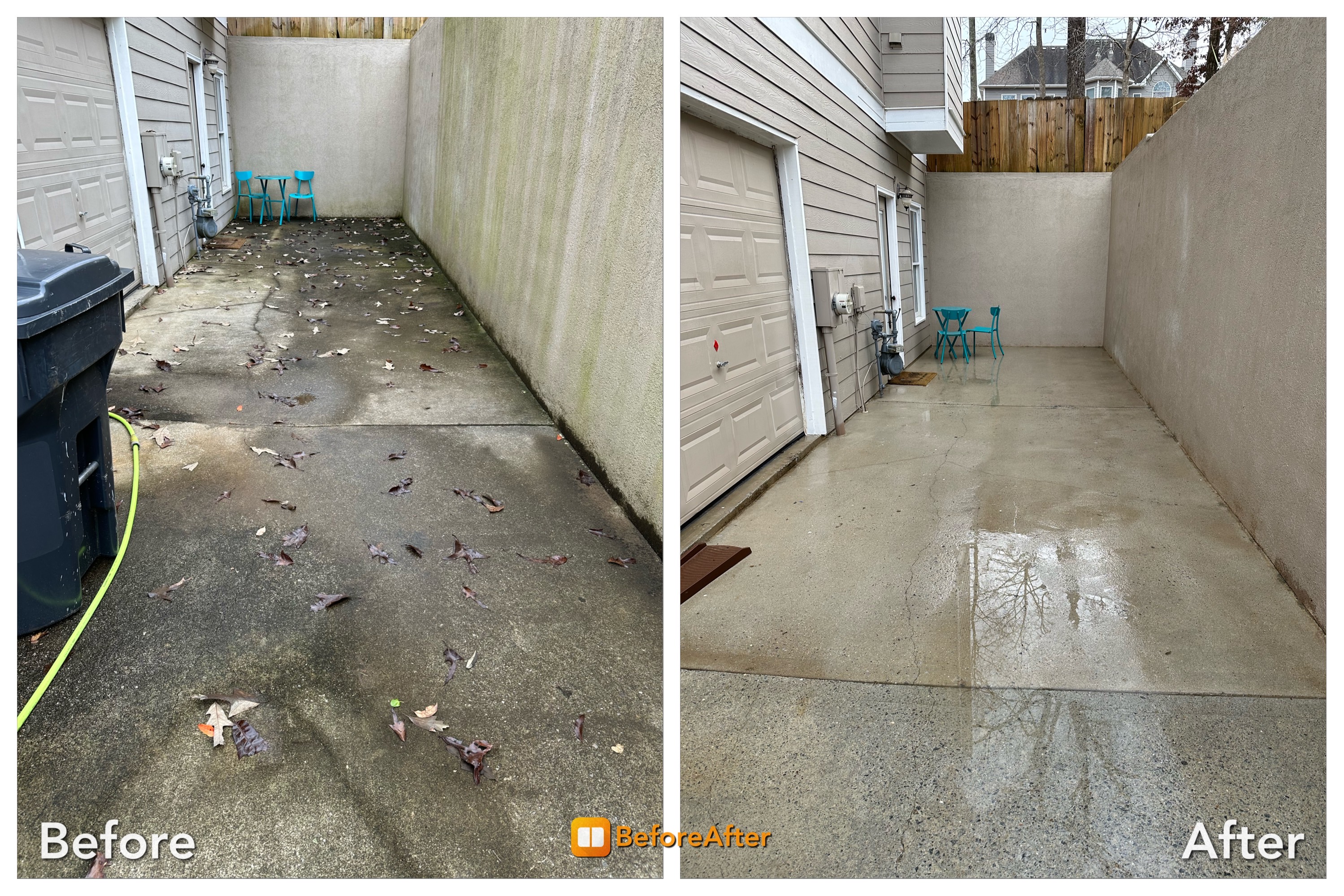 Before and after cleaned concrete