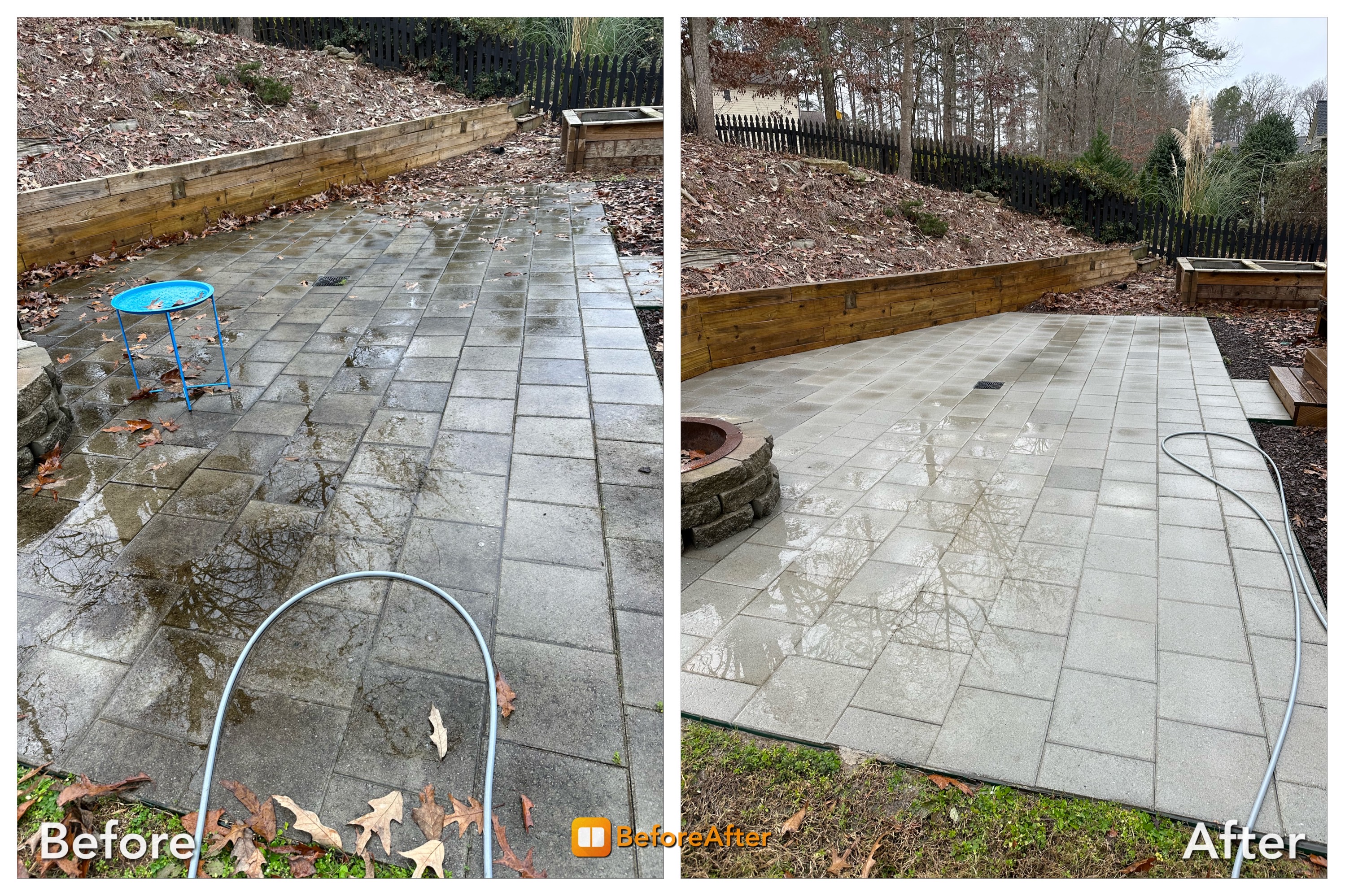 Before and after cleaned concrete