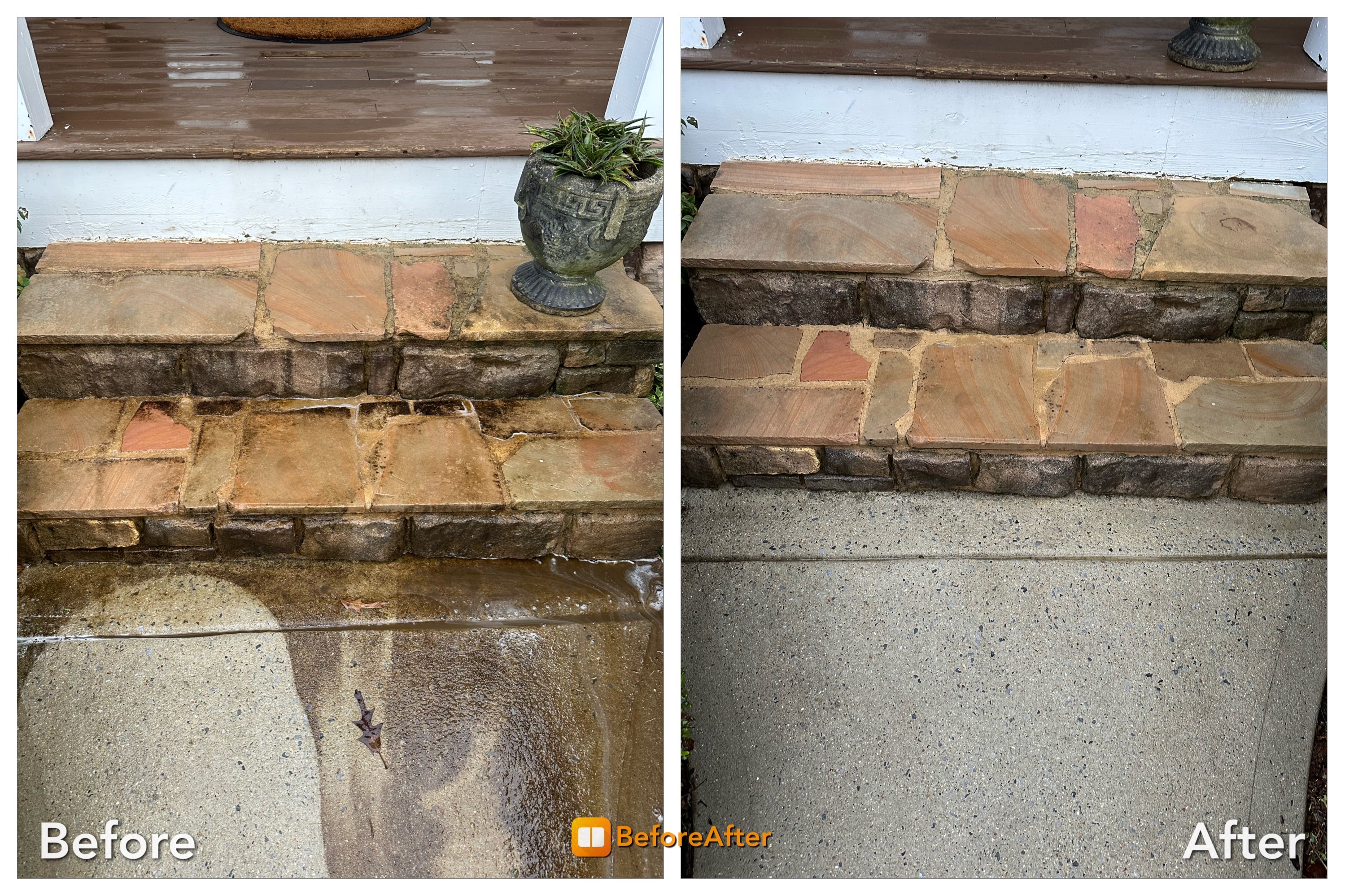 Before and after cleaned concrete