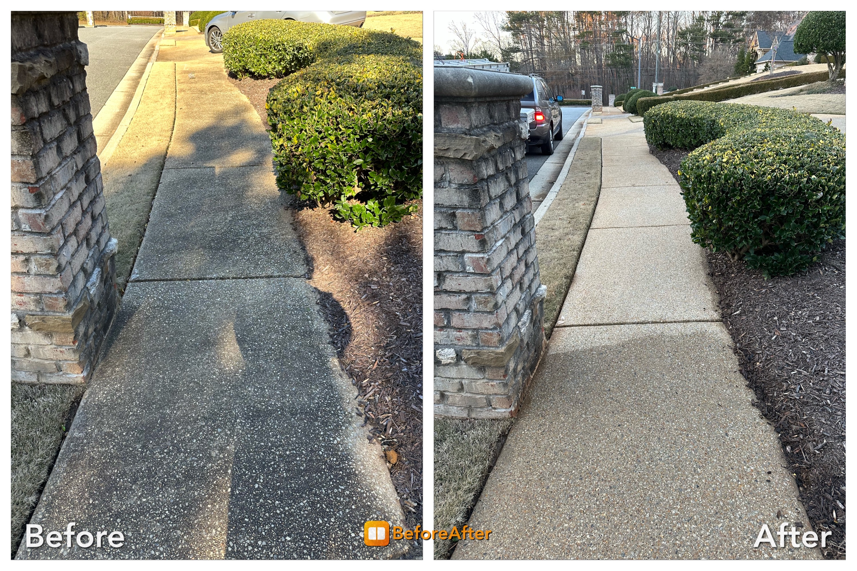 Before and after concrete walkway