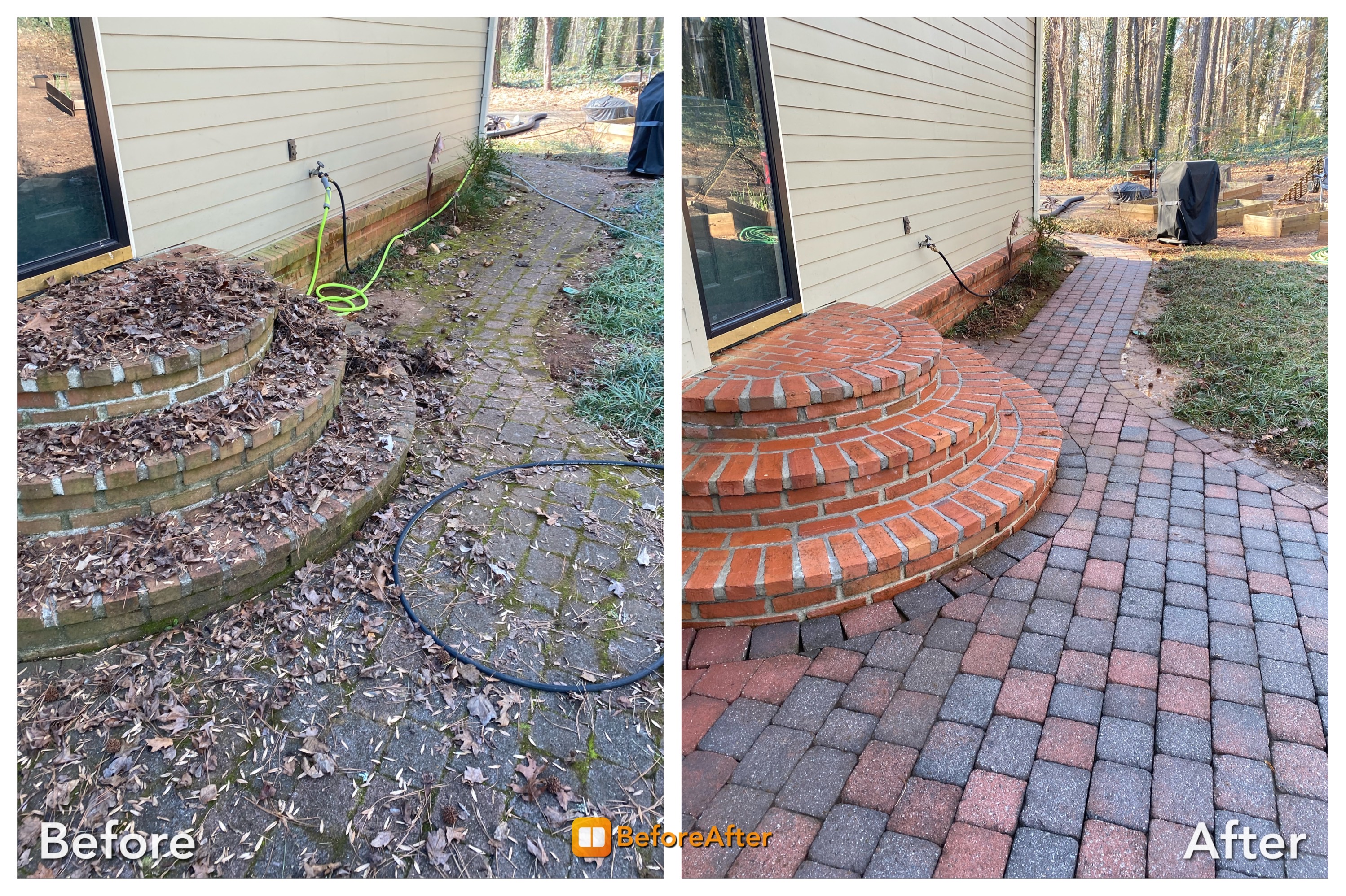 Cleaned Brick steps and patio