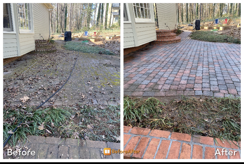 Before and After Brick Patio Area