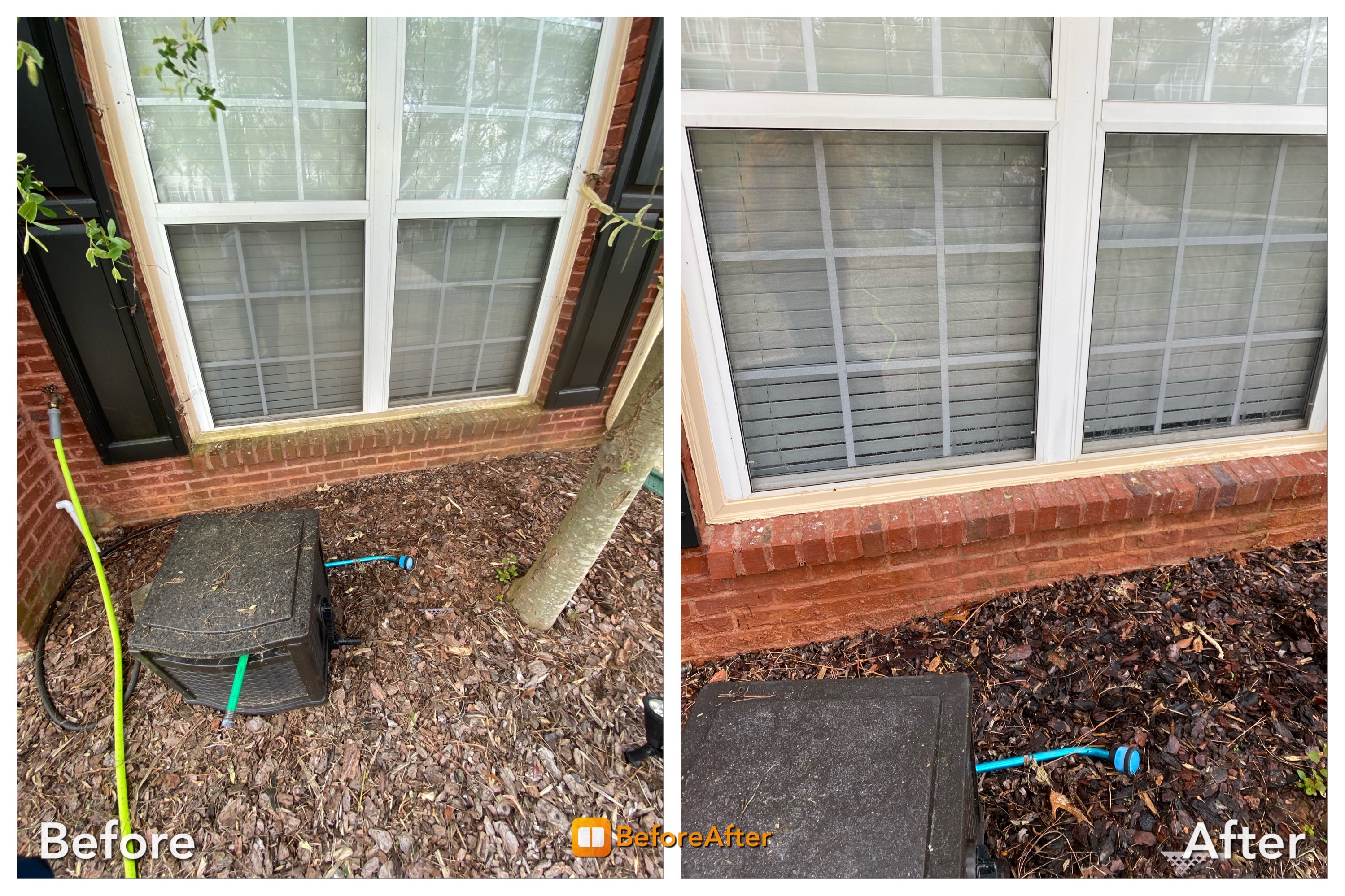 Cleaned Brick house and windowsill