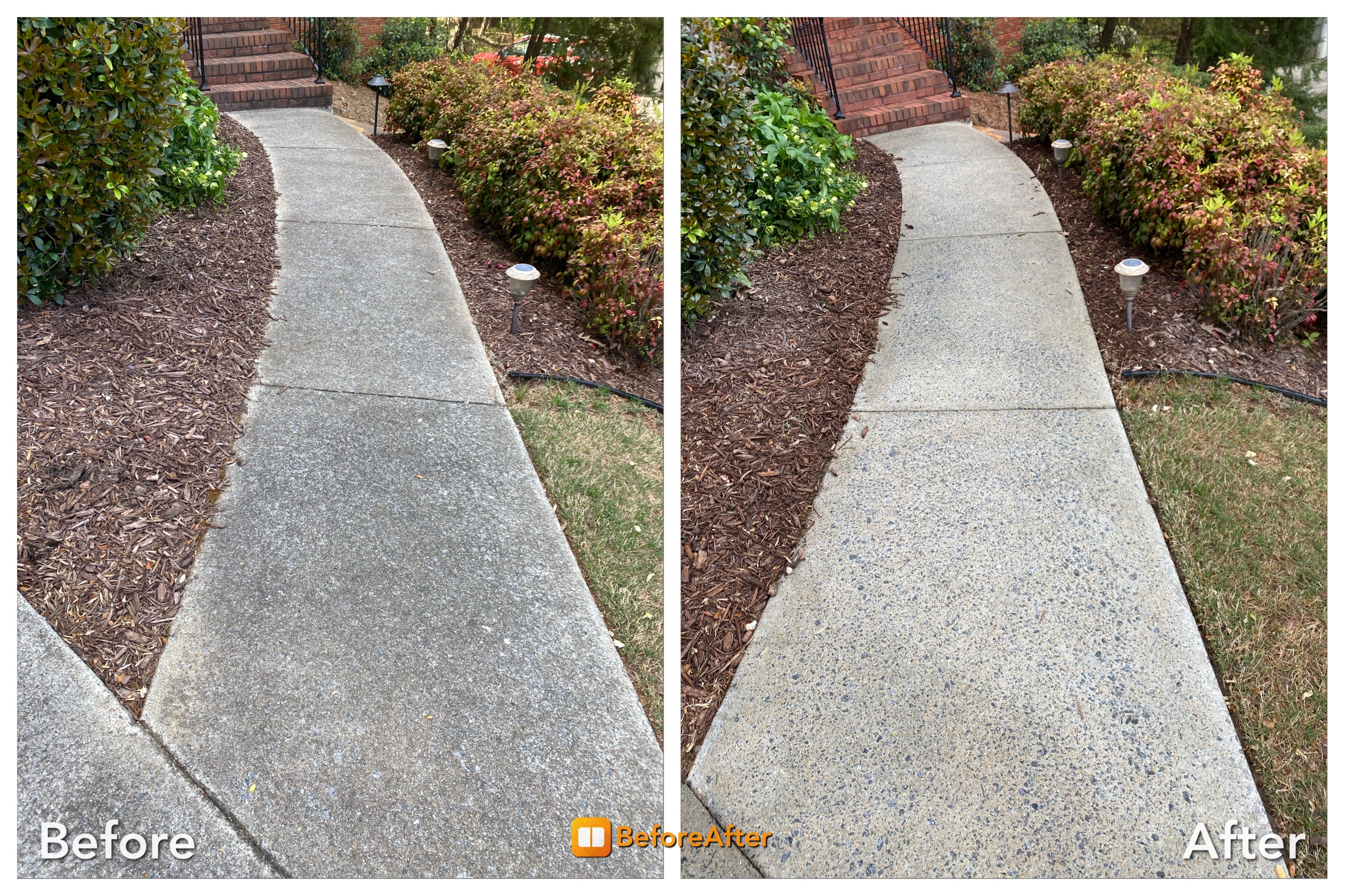 Concrete drive with brick steps