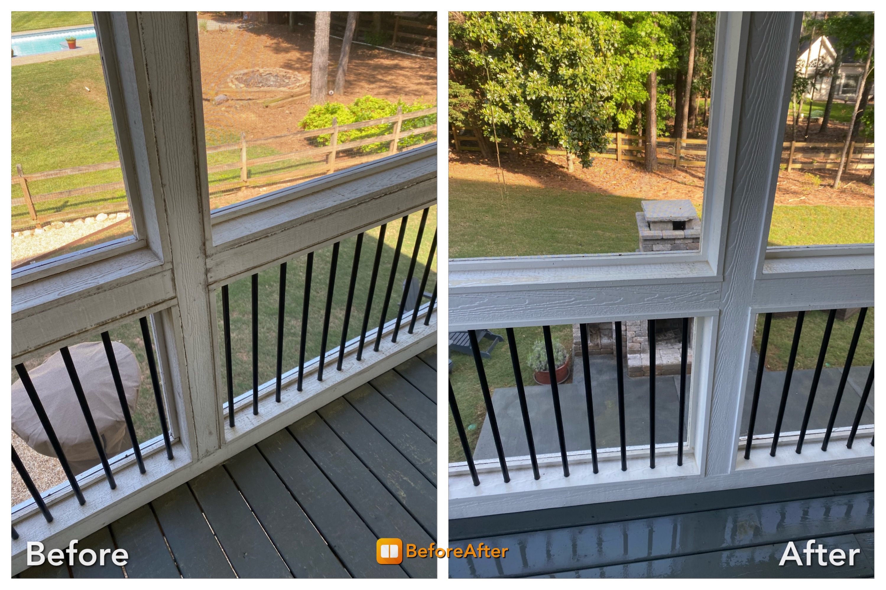 Cleaned Wood Screened Porch