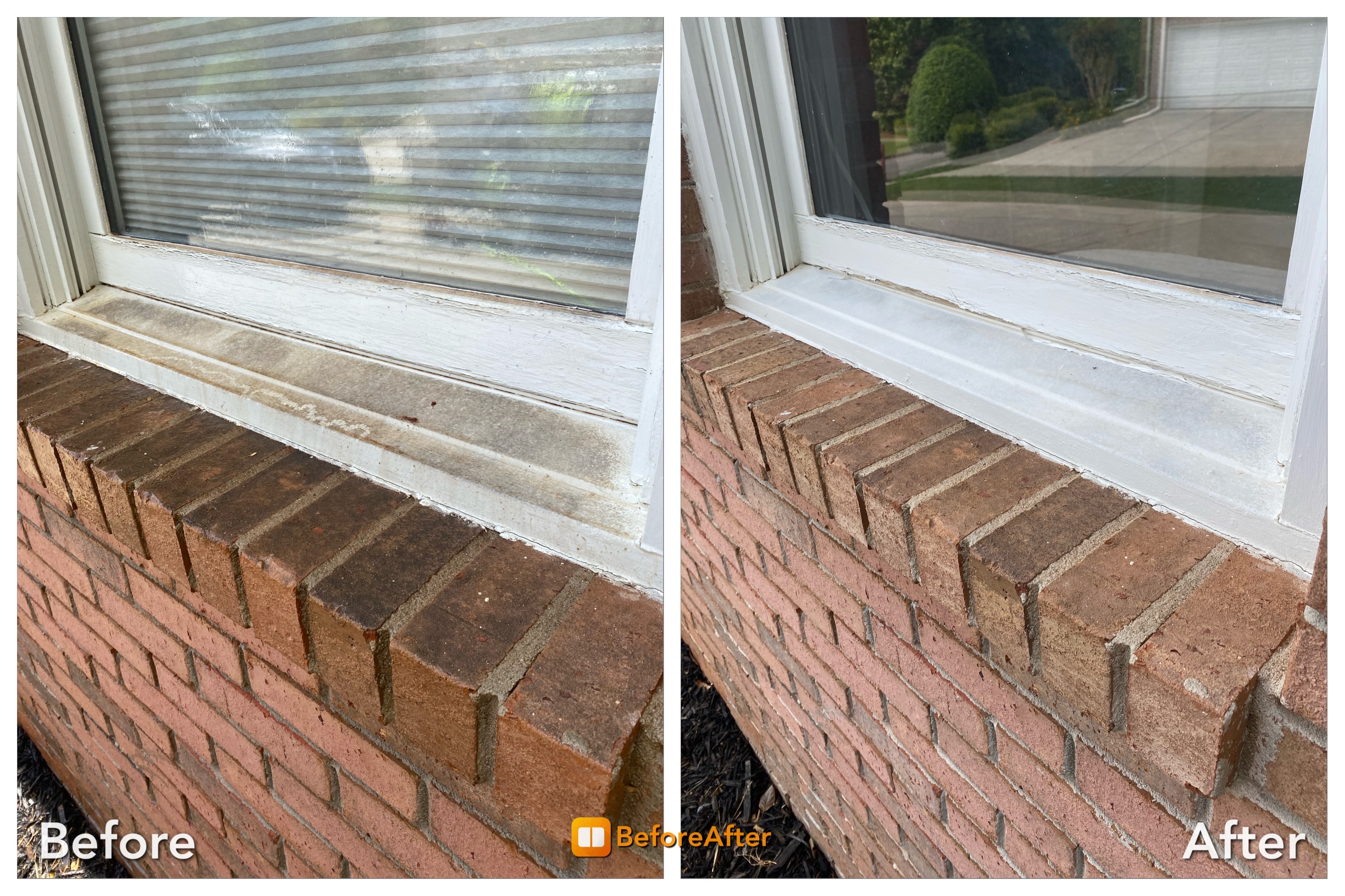 Cleaned Brick house and windowsill