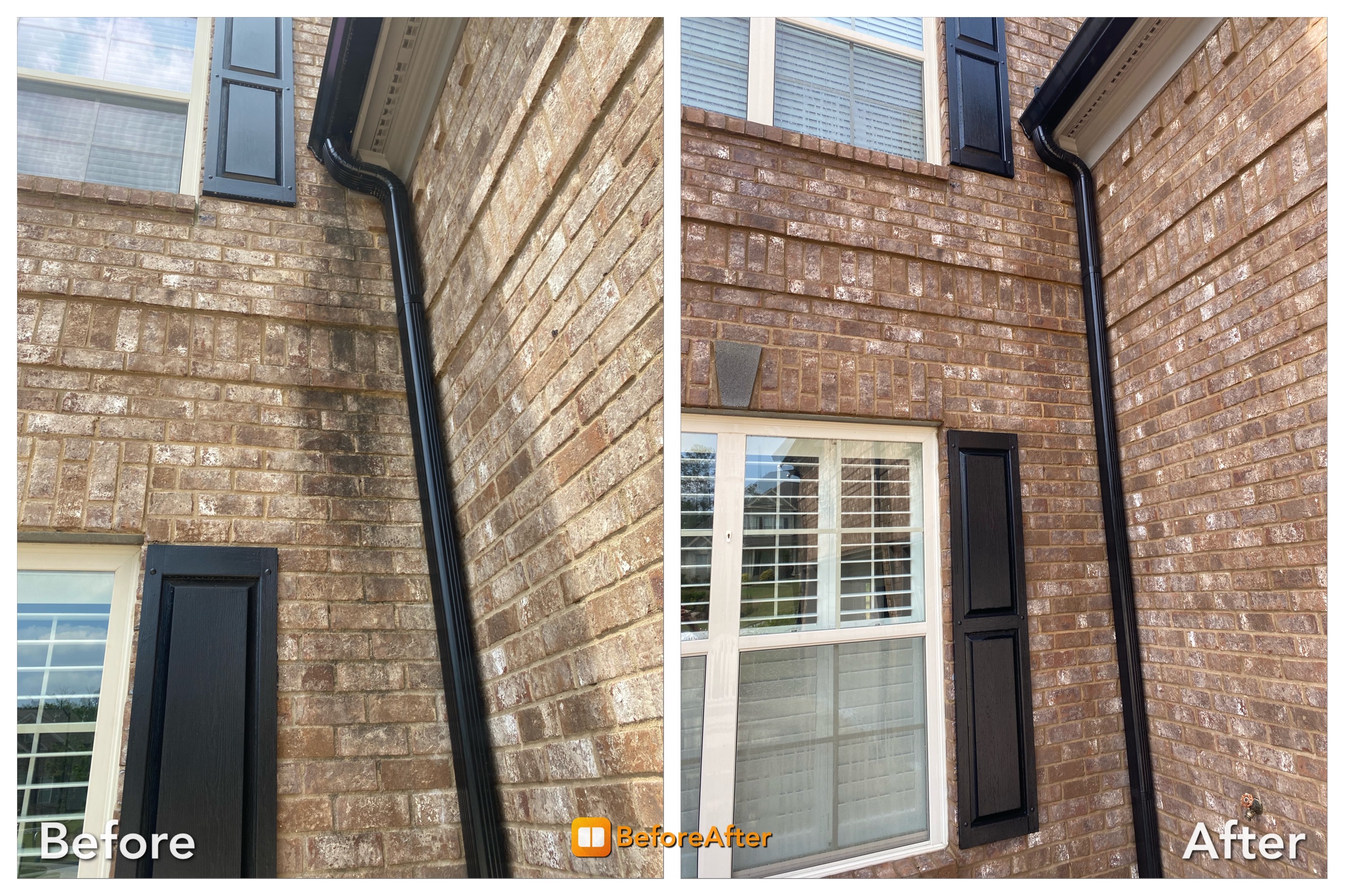 Brick House soft wash before and after