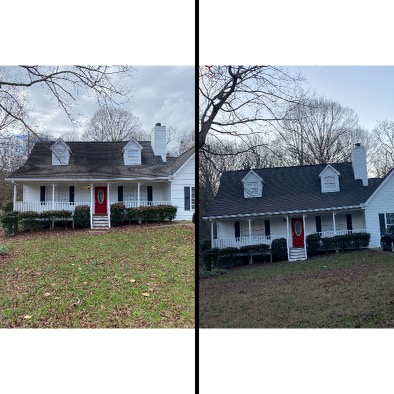 Roof soft wash colonial house before and after